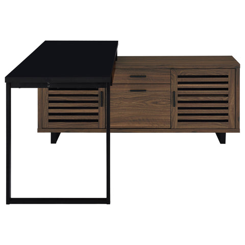 Maddox - L Shape Office Computer Desk - Black / Walnut