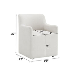 Cafell - Arm Chair With Swivel Casters - Cream