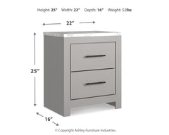 Cottonburg - Light Gray / White - Two Drawer Night Stand