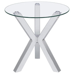 Kenzie - Round Tempered Glass Top End Side Table - Chrome