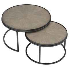 Rodrigo - 2 Piece Round Nesting Tables - Weathered Elm