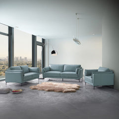 Mesut - Loveseat - Sage Green Top Grain Leather & Black