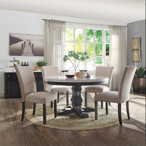 Nolan - Side Chair (Set of 2) - Linen & Salvage Dark Oak
