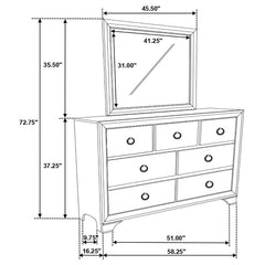 Salford - 7-Drawer Dresser With Mirror - Metallic Sterling