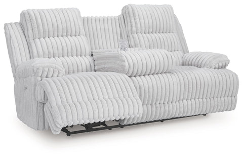 Rhines Falls - Alloy - Reclining Power Sofa With Drop Down Table