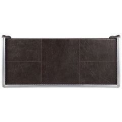 Brancaster - Executive Writing Desk - Distress Chocolate Top Grain Leather & Aluminum
