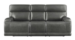 Longport - Upholstered Power Sofa - Grain Leather - Charcoal