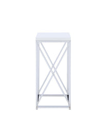 Edmund - Accent Table With X-Cross - Glossy White And Chrome