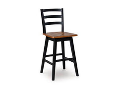 Wildenauer - Brown / Black - Tall Swivel Barstool (Set of 2)