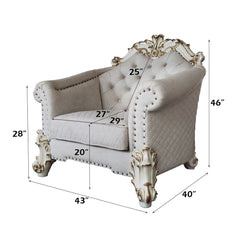 Vendom II - Chair - Two Tone Ivory Fabric & Antique Pearl Finish