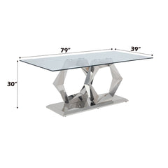 Gianna - Dining Table - Clear Glass & Stainless Steel