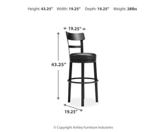 Valebeck - Tall Upholstered Swivel Barstool