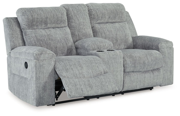 Buntington - Pewter - Dbl Reclining Loveseat with Console