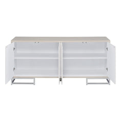 Panos - Console Cabinet - White Marble Print & Chrome