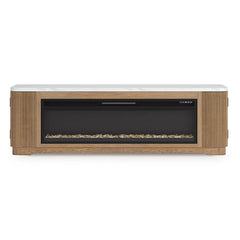 Camdill - 80" TV Stand With Electric Fireplace - Light Brown