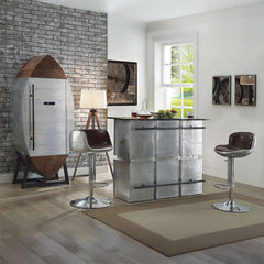 Brancaster - Wine Cabinet - Retro Brown Top Grain Leather & Aluminum