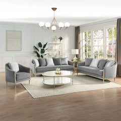 Fernando - Chair With Pillow - Gray Chenille & Champagne