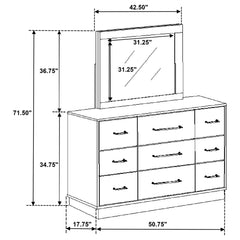 Fenwick - 9-Drawer Dresser With Mirror - Gray Oak