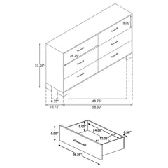 Sidney - 6-Drawer Dresser - Rustic Pine