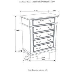 Cambridge - 5-Drawer Bedroom Chest - Cappuccino