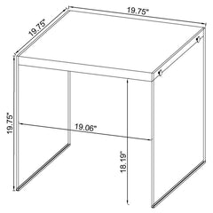 Opal - Square Glass Frame Side End Table - White High Gloss