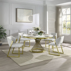 Fallon - Dining Table - Faux Marble Top & Mirrored Gold Finish