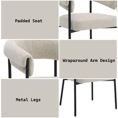 Jirina - Chenille Arm Chair (Set of 2) - Beige & Black
