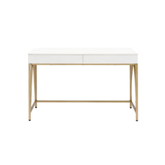 Lightmane - Desk - White High Gloss & Gold