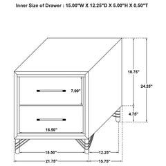 Lucia - 2-Drawer Nightstand Bedside Table - Black