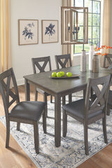 Caitbrook - Gray - Rect Drm Table Set (Set of 7)