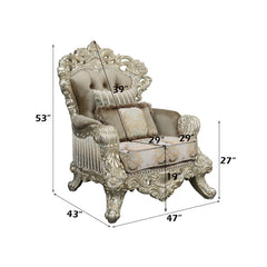 Sorina - Chair - Velvet, Fabric & Antique Gold Finish