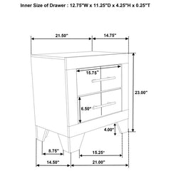 Trenton - 2-Drawer Nightstand Bedside Table - Rustic Cream