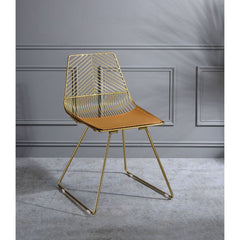 Faina - Side Chair (Set of 2) - Whiskey PU & Gold