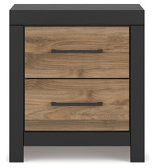 Vertani - Black / Honey Brown - Two Drawer Night Stand