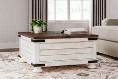 Wystfield - White / Brown - Cocktail Table with Storage