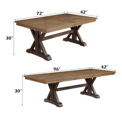 Pascaline - Dining Table - Gray Fabric, Rustic Brown & Oak Finish