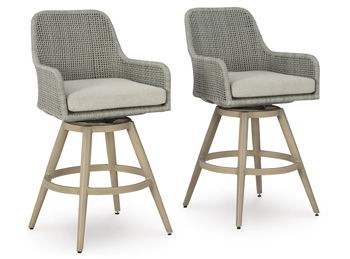 Seton Creek - Beige / Gray - Barstool With Cushion (Set of 2)