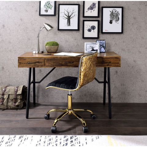 Jalia - Desk - Rustic Oak & Black