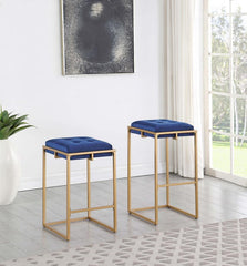 Nadia - Upholstered Backless Counter Stool (Set of 2) - Blue