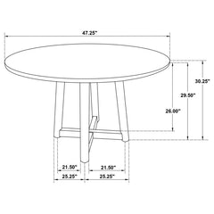 Dinah - 5 Piece Round Solid Wood Dining Set - Walnut