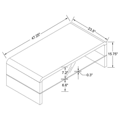 Airell - Rectangular Coffee Table With Shelf - White High Gloss