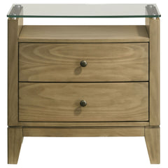 Granada - 2-Drawer Glass Top Nightstand - Natural Pine