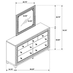 Leighton - 7-Drawer Dresser With Mirror - Metallic Mercury