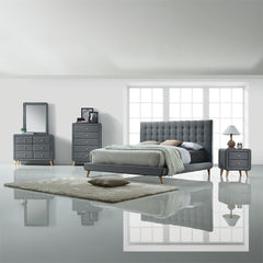 Valda - Nightstand - Light Gray Fabric
