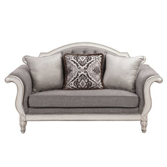 Florian - Loveseat With 3 Pillows - Gray & Antique White