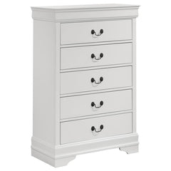 Louis Philippe - 5 Drawers Bedroom Chest - White