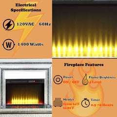 Noralie - Fireplace - Mirrored - Wood - 35"