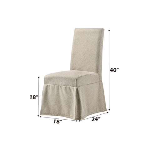 Faustine - Side Chair (Set of 2) - Tan Fabric & Salvaged Light Oak Finish - 40"