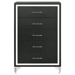 Lucia - 5-Drawer Bedroom Chest Of Drawers - Black