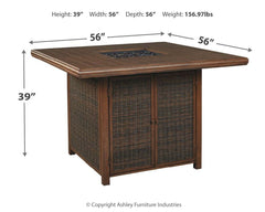 Paradise - Medium Brown - Square Bar Table w/Fire Pit